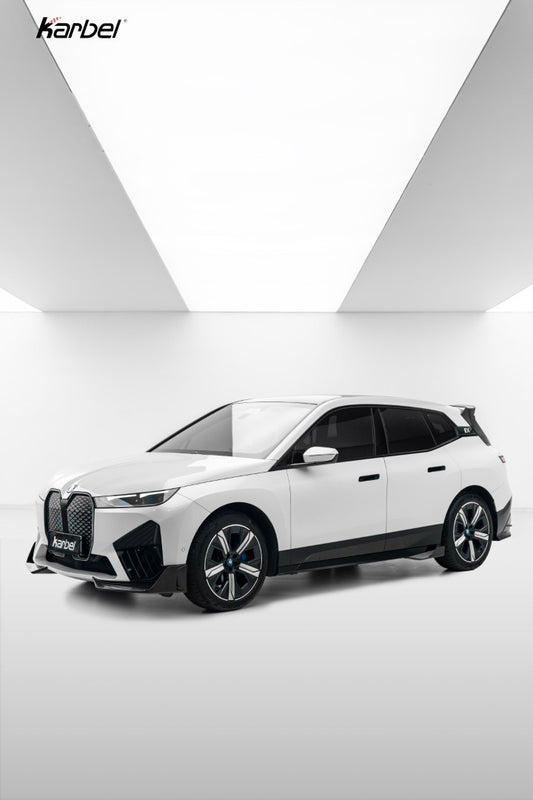 BMW IX xDrive60/50/45 M60 I20 2022-ON with Aftermarket Parts - Front Lip Dry Pre-preg Carbon Fiber from Karbel Carbon