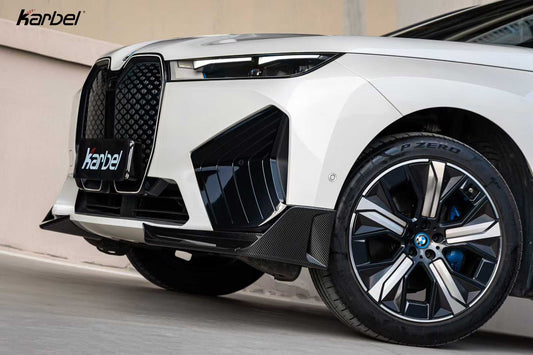 BMW IX xDrive60/50/45 M60 I20 2022-ON with Aftermarket Parts - Front Lip Dry Pre-preg Carbon Fiber from Karbel Carbon