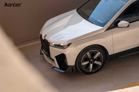 BMW IX xDrive60/50/45 M60 I20 2022-ON with Aftermarket Parts - Front Lip Dry Pre-preg Carbon Fiber from Karbel Carbon
