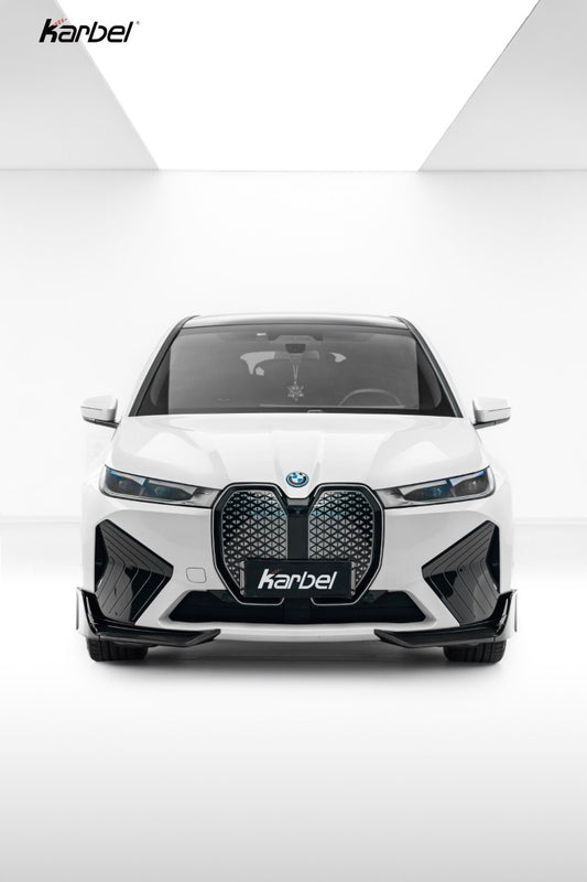 BMW IX xDrive60/50/45 M60 I20 2022-ON with Aftermarket Parts - Front Lip Dry Pre-preg Carbon Fiber from Karbel Carbon