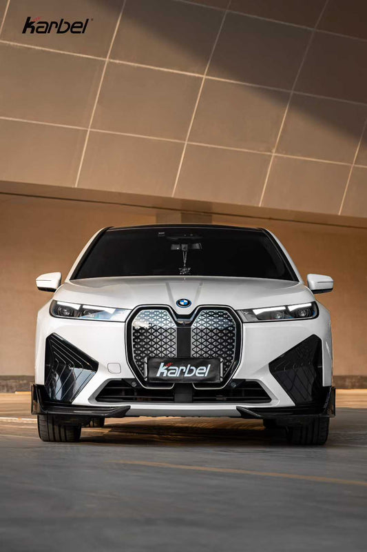 BMW IX xDrive60/50/45 M60 I20 2022-ON with Aftermarket Parts - Front Lip Dry Pre-preg Carbon Fiber from Karbel Carbon