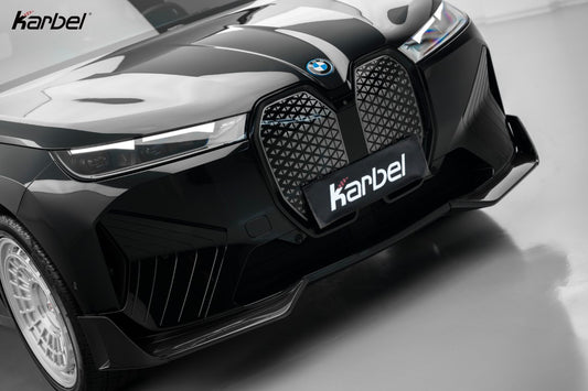 BMW IX xDrive60/50/45 M60 I20 2022-ON with Aftermarket Parts - Front Lip Dry Pre-preg Carbon Fiber from Karbel Carbon
