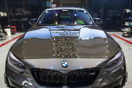 BMW M2 / M2C F87 2016 2017 2018 2019 2020 2021 with Aftermarket Parts - Hood Double-sided Pre-preg Carbon Fiber from Karbel Carbon