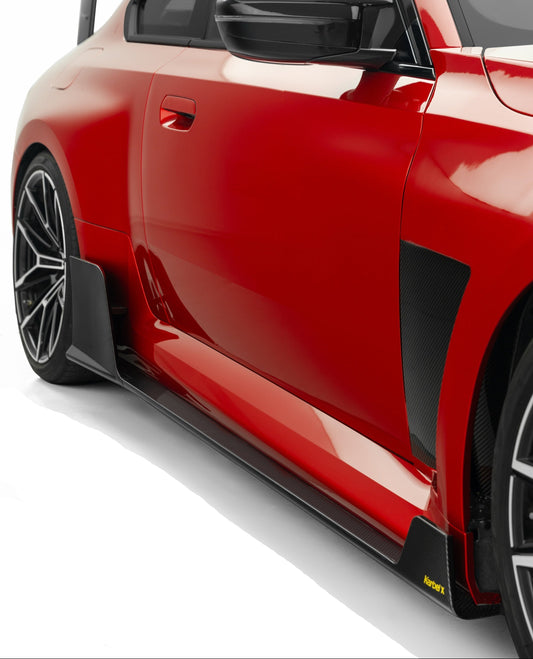 BMW M2 / M2CS G87 2023-ON with Aftermarket Parts - X Side Skirts Dry Pre-preg Carbon Fiber from Karbel Carbon