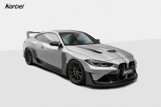 BMW M3 G80 G81 & M4 G82 G83 2021-ON with Aftermarket Parts - X Front Bumper Set Dry Pre-preg Carbon Fiber from Karbel Carbon