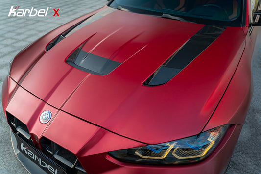 BMW M3 G80 G81 & M4 G82 G83 2021-ON with Aftermarket Parts - X Hood Dry Pre-preg Carbon Fiber from Karbel Carbon