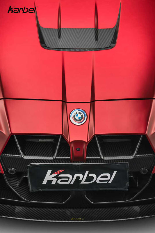 BMW M3 G80 G81 & M4 G82 G83 2021-ON with Aftermarket Parts - X Front Kidney Grill Dry Pre-preg Carbon Fiber from Karbel Carbon
