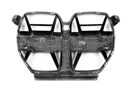 BMW M3 G80 G81 & M4 G82 G83 2021-ON with Aftermarket Parts - X V2 Front Kidney Grill Dry Pre-preg Carbon Fiber from Karbel Carbon