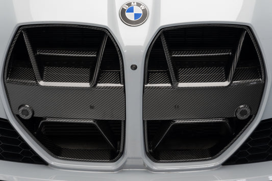 BMW M3 G80 G81 & M4 G82 G83 2021-ON with Aftermarket Parts - X V2 Front Kidney Grill Dry Pre-preg Carbon Fiber from Karbel Carbon