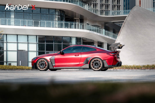 BMW M4 G82 G83 2021-ON with Aftermarket Parts - X Rear Quarter Panel Air Diverter Dry Pre-preg Carbon Fiber from Karbel Carbon