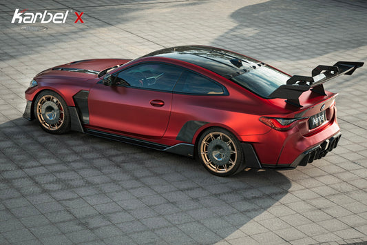 BMW M4 G82 G83 2021-ON with Aftermarket Parts - X Side Skirts Dry Pre-preg Carbon Fiber from Karbel Carbon