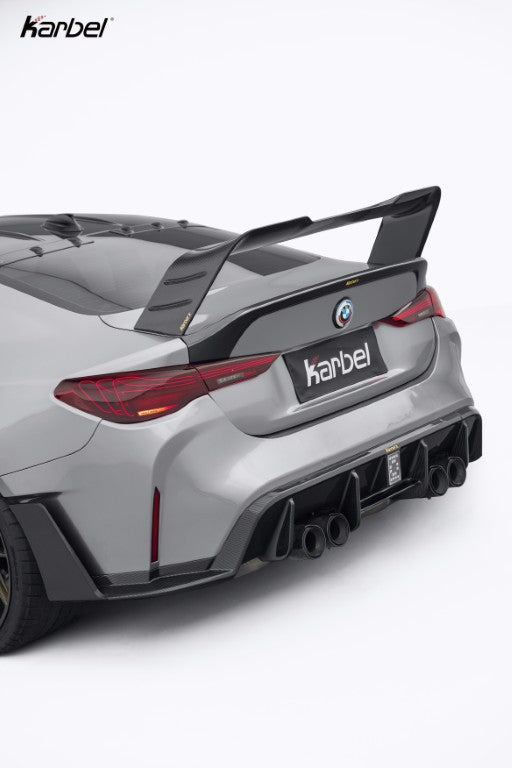 BMW M4 G82 G83 2021-ON with Aftermarket Parts - X V2 Rear Bumper Set Dry Pre-preg Carbon Fiber from Karbel Carbon