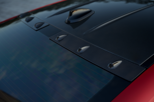 BMW M4 G82 2021-ON & 4 Series G22 430i M440i 2020-ON with Aftermarket Parts - X Roof Spoiler Vortex Generator Dry Pre-preg Carbon Fiber from Karbel Carbon
