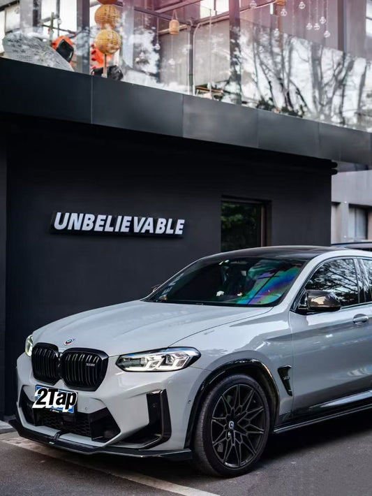 BMW X3M X3MC F97 LCI 2022-ON & X4M X4MC F98 LCI 2022-ON with Aftermarket Parts - Front Lip Pre-preg Carbon Fiber from Karbel Carbon