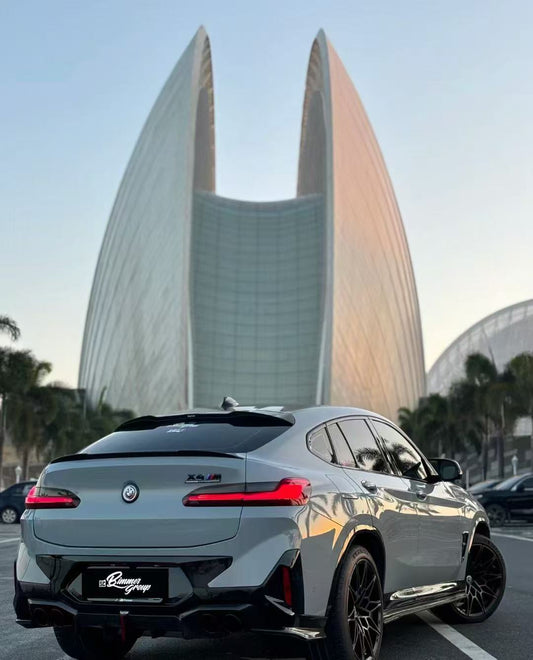 BMW X4M X4MC F98 (Fits Both Pre-LCI & LCI) 2019 2020 2021 2022 2023 2024 & X4 G02 (Fits Both Pre-LCI & LCI) 2019 2020 2021 2022 2023 2024 with Aftermarket Parts - Rear Roof Spoiler Pre-preg Carbon Fiber from Karbel Carbon