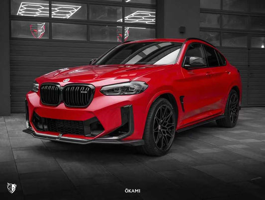 BMW X3M X3MC F97 LCI 2022-ON & X4M X4MC F98 LCI 2022-ON with Aftermarket Parts - Front Lip Pre-preg Carbon Fiber from Karbel Carbon