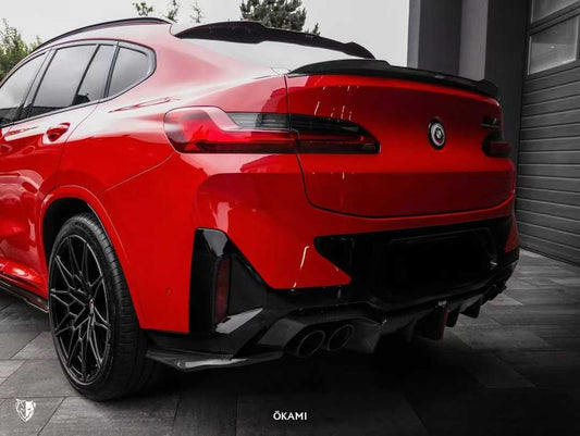 BMW X4M X4MC F98 (Fits Both Pre-LCI & LCI) 2019 2020 2021 2022 2023 2024 & X4 G02 (Fits Both Pre-LCI & LCI) 2019 2020 2021 2022 2023 2024 with Aftermarket Parts - Rear Roof Spoiler Pre-preg Carbon Fiber from Karbel Carbon