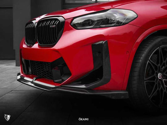BMW X3M X3MC F97 LCI 2022-ON & X4M X4MC F98 LCI 2022-ON with Aftermarket Parts - Front Lip Pre-preg Carbon Fiber from Karbel Carbon
