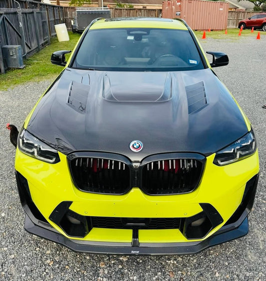 BMW X3M X3MC F97 LCI 2022-ON & X4M X4MC F98 LCI 2022-ON with Aftermarket Parts - Front Lip Pre-preg Carbon Fiber from Karbel Carbon