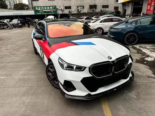 BMW i5 xDrive40 / i5 eDrive40 (with M-package bumper, does not fit base mode) / i5 M60 G60 G61 2024-ON & 5 Series 540i xDrive / 530i xDrive / 530i (with M-package bumper, does not fit base model) / 550e xDrive G60 G61 2024-ON with Aftermarket Parts - V2 Style Pre-preg Carbon Fiber Front Canards from Karbel Carbon