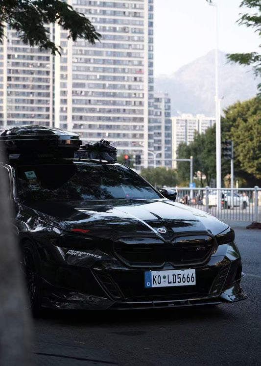 BMW i5 xDrive40 / i5 eDrive40 (with M-package bumper, does not fit base mode) / i5 M60 G60 G61 2024 & 5 Series 540i xDrive / 530i xDrive / 530i (with M-package bumper, does not fit base model) / 550e xDrive G60 G61 2024 with Aftermarket Parts - V2 Front Lip Pre-preg Carbon Fiber from Karbel Carbon