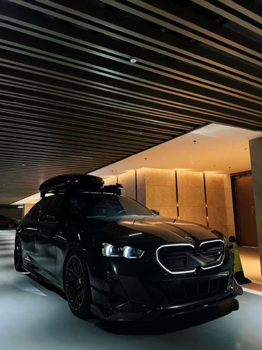 BMW i5 xDrive40 / i5 eDrive40 (with M-package bumper, does not fit base mode) / i5 M60 G60 G61 2024 & 5 Series 540i xDrive / 530i xDrive / 530i (with M-package bumper, does not fit base model) / 550e xDrive G60 G61 2024 with Aftermarket Parts - V2 Front Lip Pre-preg Carbon Fiber from Karbel Carbon