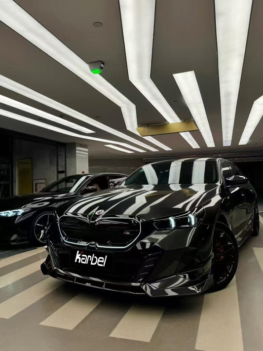 BMW i5 xDrive40 / i5 eDrive40 (with M-package bumper, does not fit base mode) / i5 M60 G60 G61 2024 & 5 Series 540i xDrive / 530i xDrive / 530i (with M-package bumper, does not fit base model) / 550e xDrive G60 G61 2024 with Aftermarket Parts - V2 Front Lip Pre-preg Carbon Fiber from Karbel Carbon