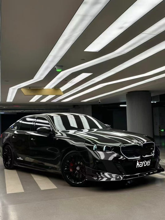 BMW i5 xDrive40 / i5 eDrive40 (with M-package bumper, does not fit base mode) / i5 M60 G60 G61 2024 & 5 Series 540i xDrive / 530i xDrive / 530i (with M-package bumper, does not fit base model) / 550e xDrive G60 G61 2024 with Aftermarket Parts - V2 Front Lip Pre-preg Carbon Fiber from Karbel Carbon