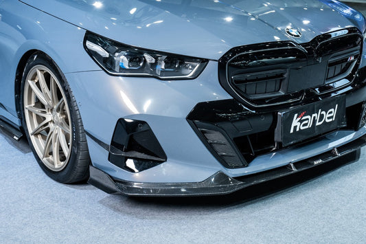 BMW i5 xDrive40 / i5 eDrive40 (with M-package bumper, does not fit base mode) / i5 M60 G60 G61 2024-ON & 5 Series 540i xDrive / 530i xDrive / 530i (with M-package bumper, does not fit base model) / 550e xDrive G60 G61 2024-ON with Aftermarket Parts - V1 Style Pre-preg Carbon Fiber Front Lip from Karbel Carbon