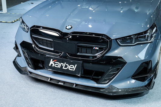 BMW i5 xDrive40 / i5 eDrive40 (with M-package bumper, does not fit base mode) / i5 M60 G60 G61 2024-ON & 5 Series 540i xDrive / 530i xDrive / 530i (with M-package bumper, does not fit base model) / 550e xDrive G60 G61 2024-ON with Aftermarket Parts - V1 Style Pre-preg Carbon Fiber Front Lip from Karbel Carbon