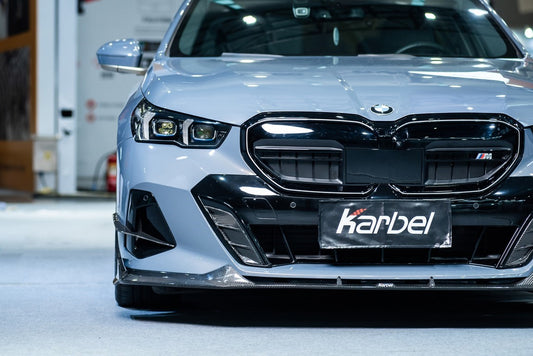 BMW i5 xDrive40 / i5 eDrive40 (with M-package bumper, does not fit base mode) / i5 M60 G60 G61 2024-ON & 5 Series 540i xDrive / 530i xDrive / 530i (with M-package bumper, does not fit base model) / 550e xDrive G60 G61 2024-ON with Aftermarket Parts - V1 Style Pre-preg Carbon Fiber Front Lip from Karbel Carbon