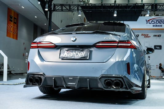 BMW i5 xDrive40 / i5 eDrive40 (with M-package bumper, does not fit base mode) / i5 M60 G60 G61 2024-ON & 5 Series 540i xDrive / 530i xDrive / 530i (with M-package bumper, does not fit base model) / 550e xDrive G60 G61 2024-ON with Aftermarket Parts - Pre-preg Carbon Fiber Rear Spoiler from Karbel Carbon