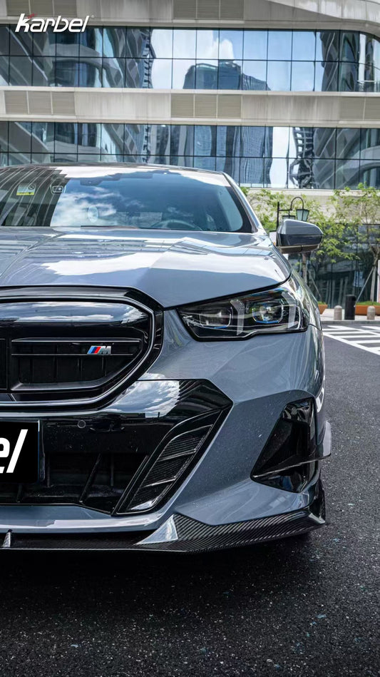 BMW i5 xDrive40 / i5 eDrive40 (with M-package bumper, does not fit base mode) / i5 M60 G60 G61 2024-ON & 5 Series 540i xDrive / 530i xDrive / 530i (with M-package bumper, does not fit base model) / 550e xDrive G60 G61 2024-ON with Aftermarket Parts - V2 Style Pre-preg Carbon Fiber Front Canards from Karbel Carbon