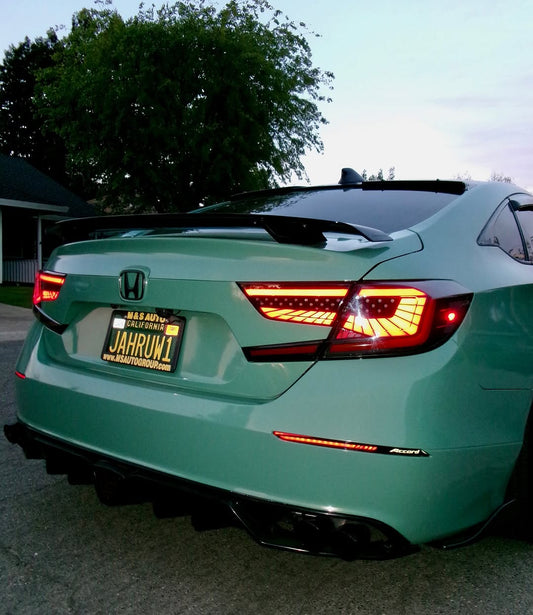 Honda Accord 10th 10.5th Gen 2018-2022 with Aftermarket Parts - V2 Style Rear Spoiler ABS from Yofer USA