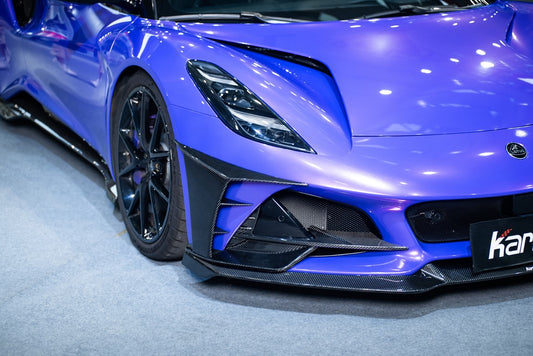 Lotus Emira 3.6 V6 2.0 Four-cylinder 2022-ON with Aftermarket Parts - Pre-preg Carbon Fiber Front Lip Set from Karbel Carbon
