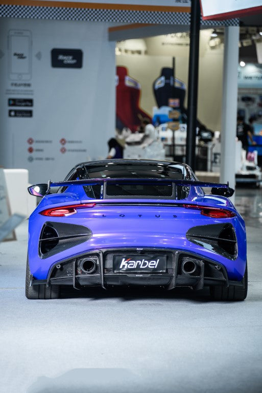 Lotus Emira 3.6 V6 2.0 Four-cylinder 2022-ON with Aftermarket Parts - Pre-preg Carbon Fiber Rear Diffuser & Canards from Karbel Carbon