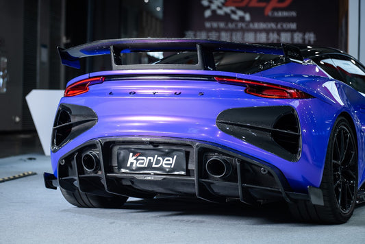 Lotus Emira 3.6 V6 2.0 Four-cylinder 2022-ON with Aftermarket Parts - Pre-preg Carbon Fiber Rear Bumper Vent Trim from Karbel Carbon