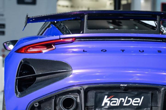 Lotus Emira 3.6 V6 2.0 Four-cylinder 2022-ON with Aftermarket Parts - Pre-preg Carbon Fiber Rear Bumper Vent Trim from Karbel Carbon