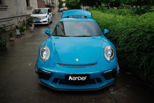 Porsche 911 991.2 GT3 2018 2019 with Aftermarket Parts - Front Splitter & Side Lip Extension Pre-preg Carbon Fiber from Karbel Carbon