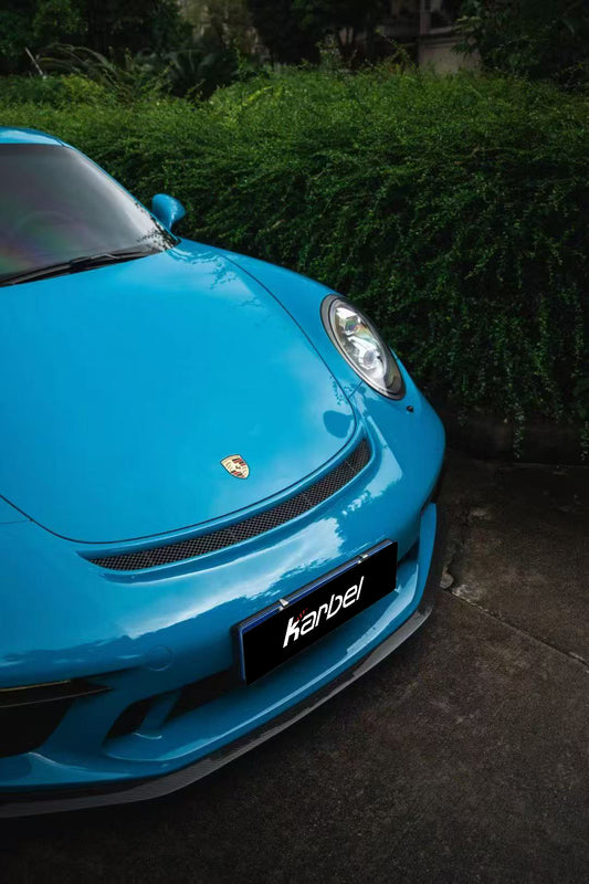 Porsche 911 991.2 GT3 2018 2019 with Aftermarket Parts - Front Splitter & Side Lip Extension Pre-preg Carbon Fiber from Karbel Carbon