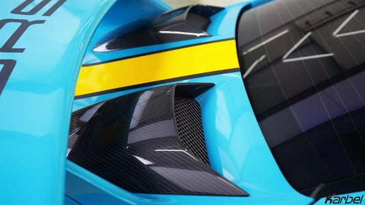 Porsche 911 991.2 GT3 2018 2019 with Aftermarket Parts - Rear Wing Side Blades Pre-preg Carbon Fiber from Karbel Carbon