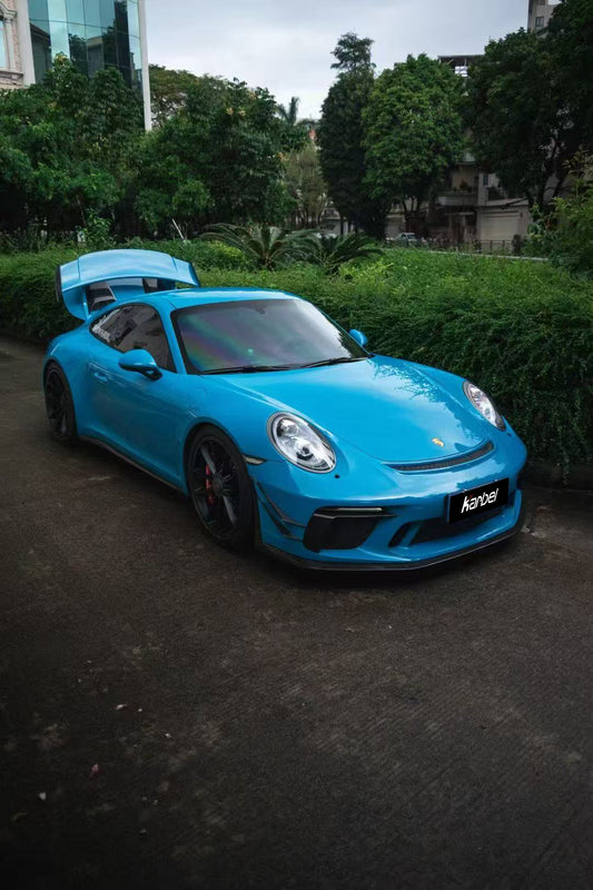 Porsche 911 991.2 GT3 2018 2019 with Aftermarket Parts - Front Splitter & Side Lip Extension Pre-preg Carbon Fiber from Karbel Carbon