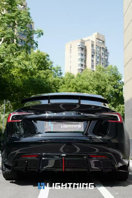 Tesla Model 3 Highland / Performance 2024-ON with Aftermarket Parts - V1 GT Style Rear Wing Dry Pre-preg Carbon Fiber/FRP from Karbel Carbon