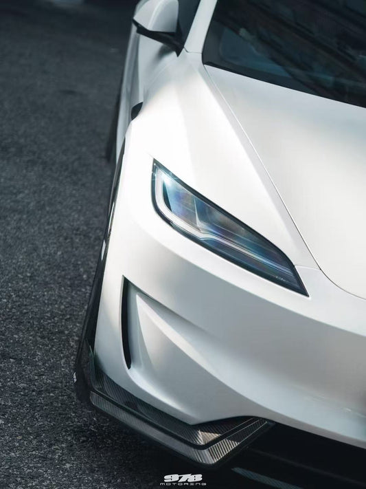 Tesla Model 3 Highland Performance 2024-ON with Aftermarket Parts - Front Lip Pre-preg Carbon Fiber/FRP from Karbel Carbon