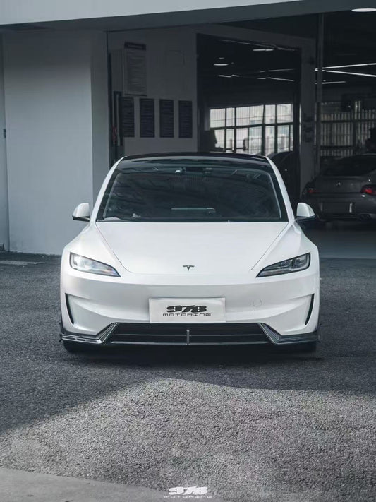 Tesla Model 3 Highland Performance 2024-ON with Aftermarket Parts - Front Lip Pre-preg Carbon Fiber/FRP from Karbel Carbon