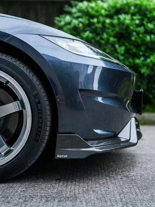 Tesla Model 3 Highland Performance 2024-ON with Aftermarket Parts - Front Lip Pre-preg Carbon Fiber/FRP from Karbel Carbon