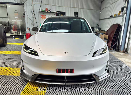 Tesla Model 3 Highland Performance 2024-ON with Aftermarket Parts - Front Lip Pre-preg Carbon Fiber/FRP from Karbel Carbon