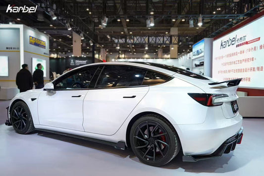 Tesla Model 3 Highland / Performance 2024-ON with Aftermarket Parts - Side Skirts Pre-preg Carbon Fiber from Karbel Carbon