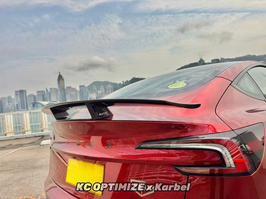Tesla Model 3 Highland 2024-ON with Aftermarket Parts - V1 GT Style Rear Wing Pre-preg Carbon Fiber from Karbel Carbon