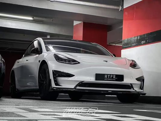 Tesla Model 3/P 2017 2018 2019 2020 2021 2022 2023 with Aftermarket Parts - Upper Valences Pre-preg Carbon Fiber from Karbel Carbon